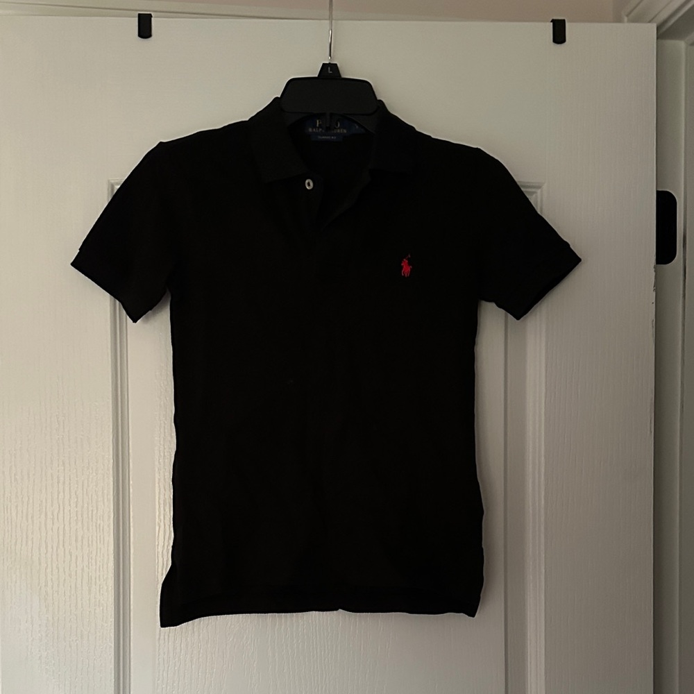 Ralph Lauren Black Polo with Red Pony Embroidery